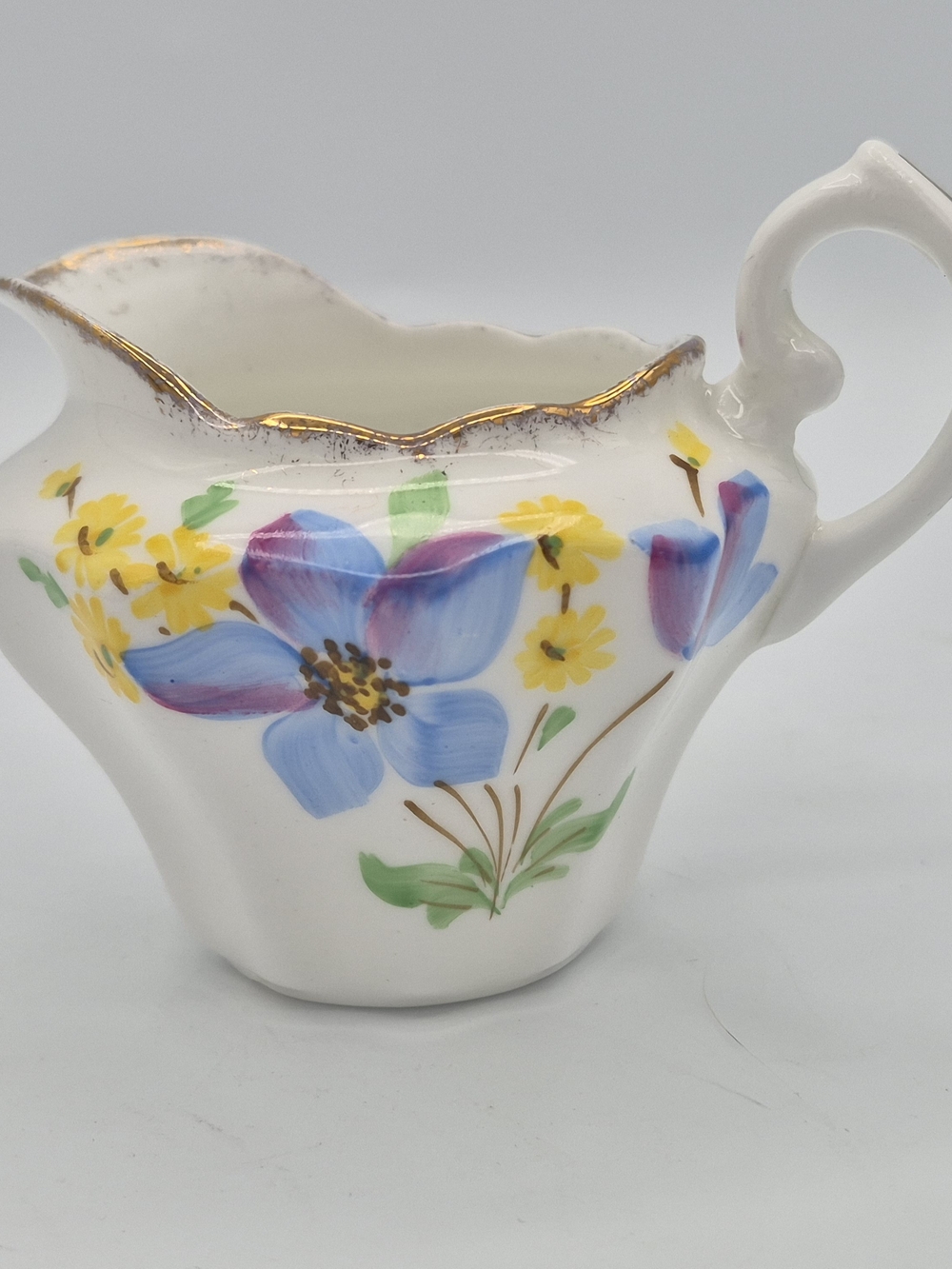 Art Deco Floral Creamer in Blue and Yellow - Royal York